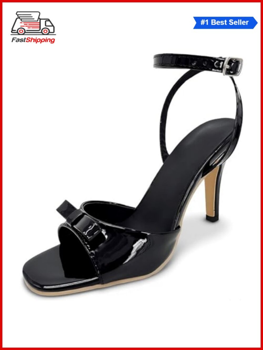 Women's Strappy Ankle Strap High Heels Square Toe Sandals
